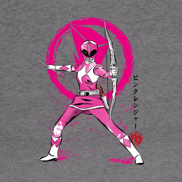 Pink Ranger sumi e by DrMonekers